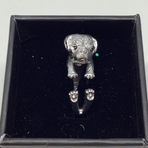 Dog Silver Tone Wraparound Adjustable Ring with box - Picture 1 of 4